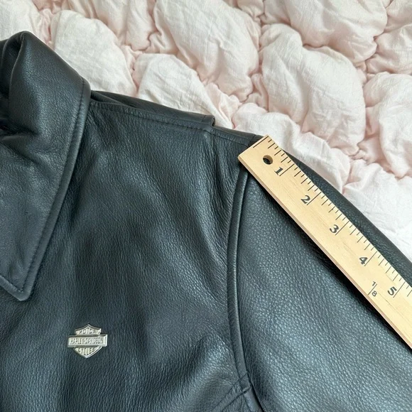 Harley Davidson Women’s L Moto Leather Jacket Heavy Genuine Leather - Picture 6 of 10